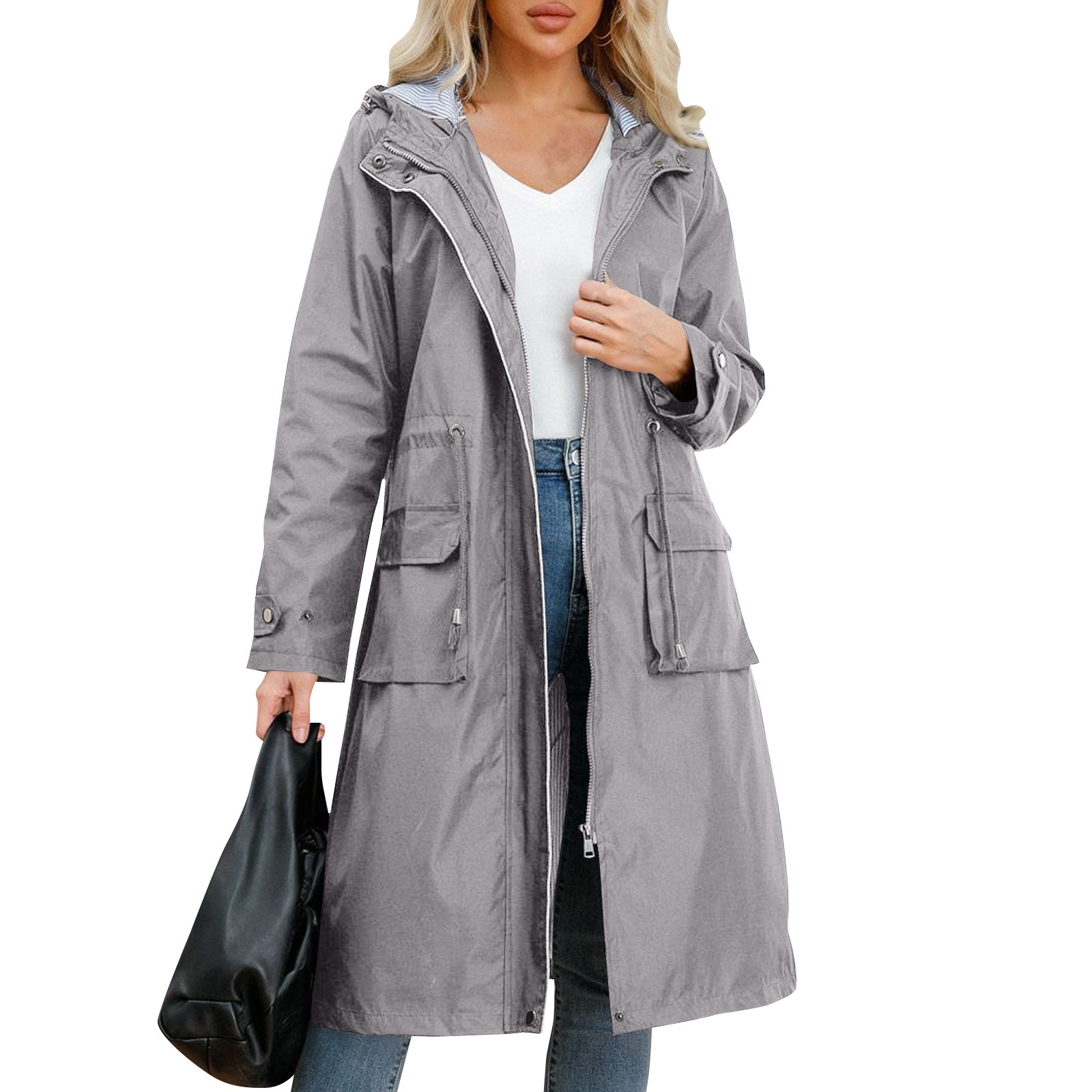 Pipe Bending Spring - Trench coat feminino chique com capuz